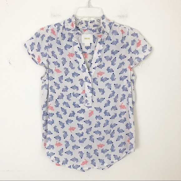 Anthropologie Maeve Bunny Print Popover Blouse - Picture 7 of 8